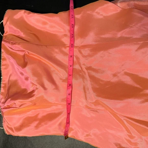 Vintage Y2K Morgan & Co Coral Prom Dress 5 Taffeta Strapless Iridescent Peach